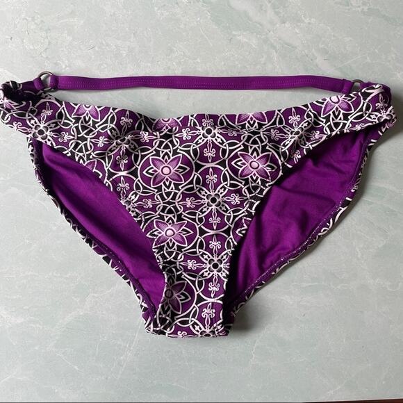 CONVERSE black purple patterned bikini bottom sz L - Picture 1 of 4